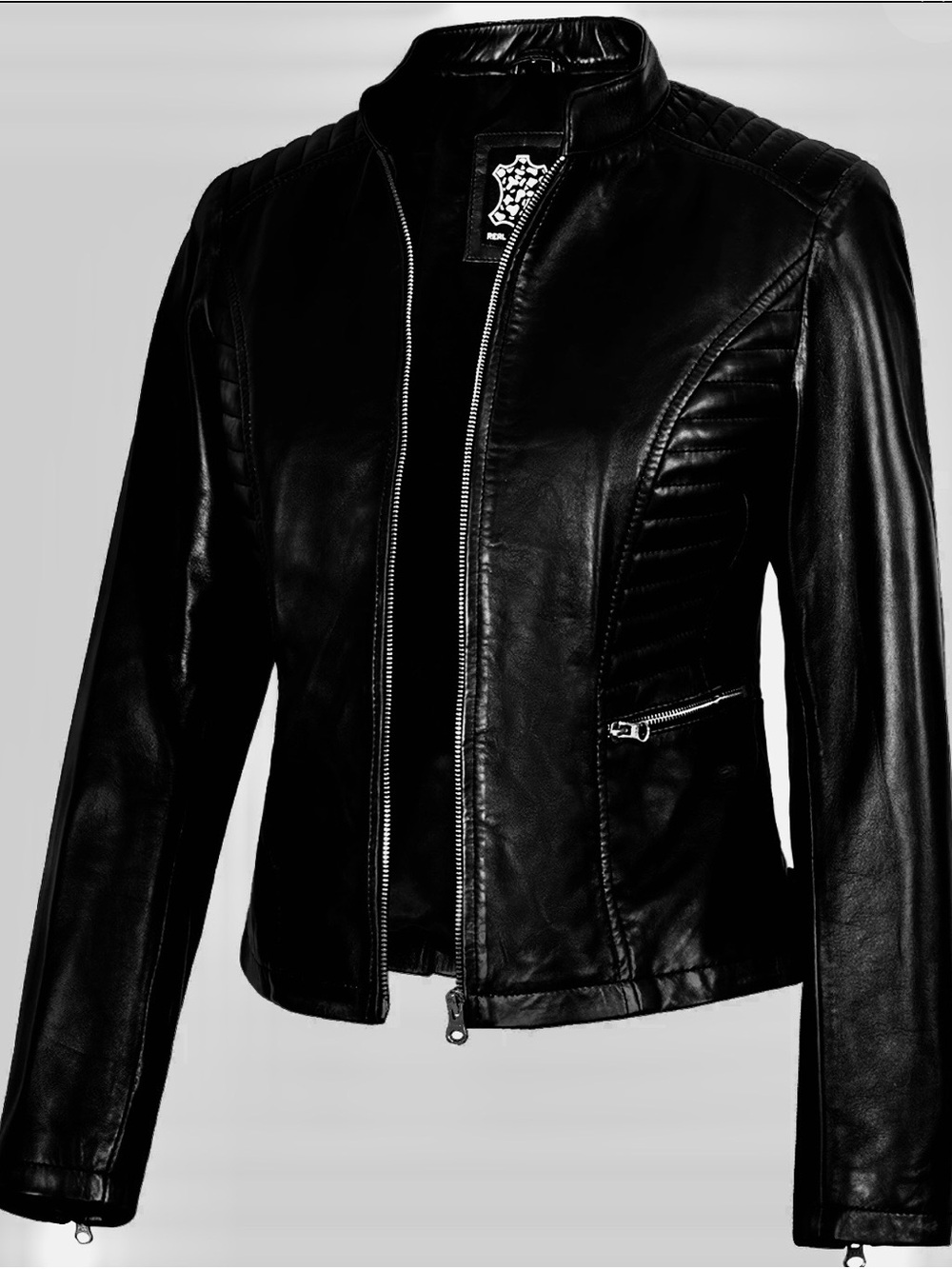 Black Leather Biker Jacket - Women’s medium NWT